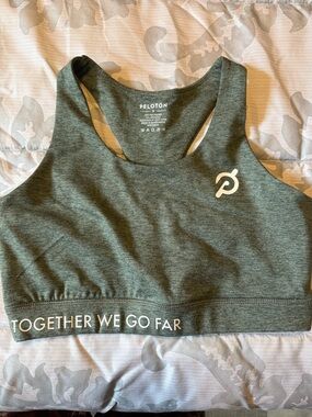 (NWT) Peloton Women's Olive Green Racerback Sports Bra w/White Logo SIZE SM